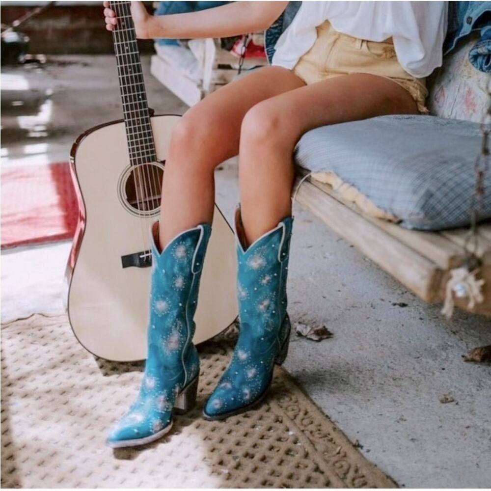 Old Gringo Epifania Blue Studded Snow western cowboy Boots L1423-2 - Picture 13 of 13